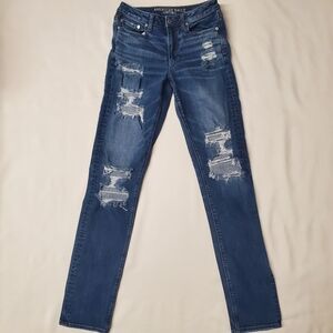 American Eagle 6 X-Long Stretch X Hi-Rise Slim Destroyed Jeans